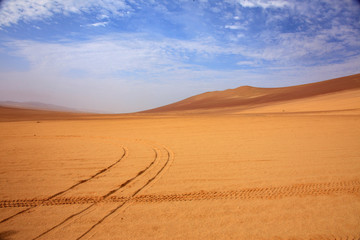 The desert in Paracas in Peru. Sun sea and sand