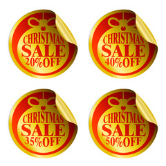 Christmas sale stickers with christmas ball 20,35,40,50 percent