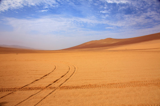 The desert in Paracas in Peru. Sun sea and sand