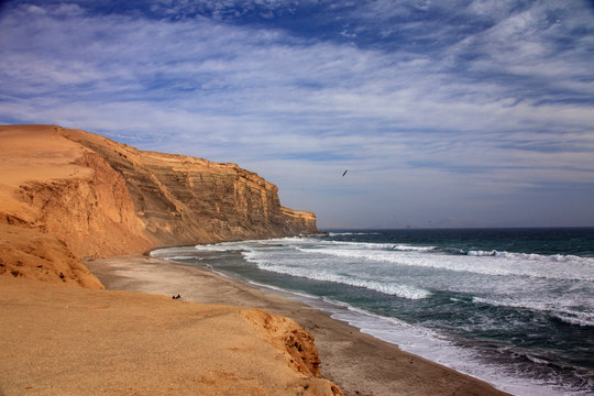 The desert in Paracas in Peru. Sun sea and sand
