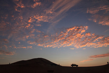 The desert in Paracas in Peru. Sun sea and sand
