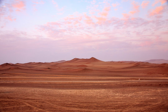The desert in Paracas in Peru. Sun sea and sand