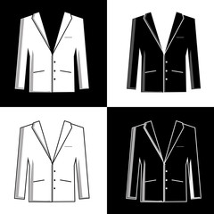 black and white silhouettes of men's suits