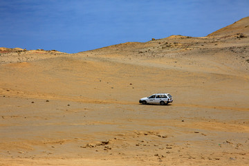 The desert in Paracas in Peru. Yta sea and sand
