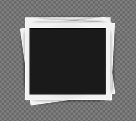 Square frame template with shadows isolated on transparent background. Vector illustration