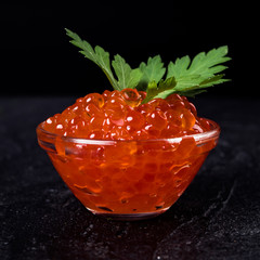 Red caviar close up. salmon caviar. Gourmet food