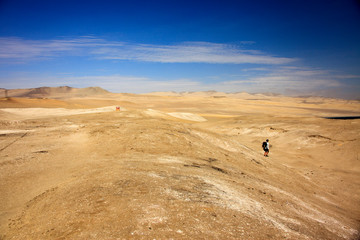 Obraz na płótnie Canvas The desert in Paracas in Peru. Yta sea and sand