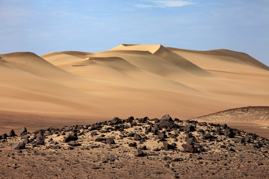 The desert in Paracas in Peru. Sun sea and sand