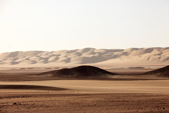 The desert in Paracas in Peru. Sun sea and sand