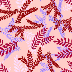 Fototapeta na wymiar Creative seamless pattern with leaves