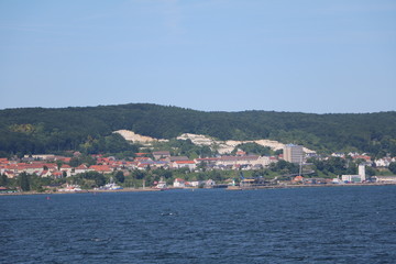 Naklejka na ściany i meble View from the ferry to Sassnitz at Island Rügen, Baltic Sea Germany