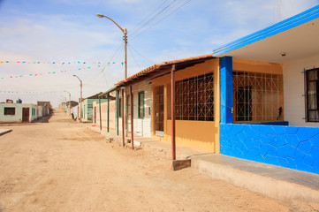 Peruvian home. Poverty in Peru, external and internal roads