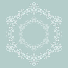 Oriental vector pattern with arabesques and floral elements. Traditional classic ornament. Vintage white pattern with arabesques