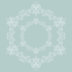 Oriental vector pattern with arabesques and floral elements. Traditional classic ornament. Vintage white pattern with arabesques