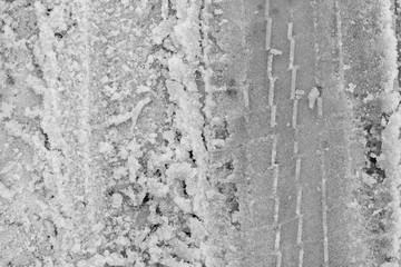 Snow ice road tracks tyre tire print
