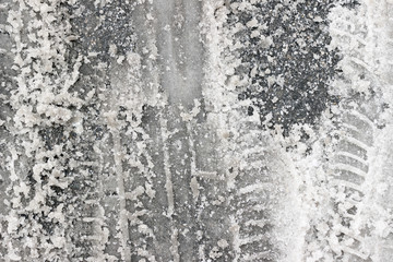 Snow ice road tracks tyre tire print