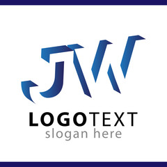 J W initial letter with negative space logo icon vector template