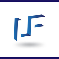 L F initial letter with negative space logo icon vector template