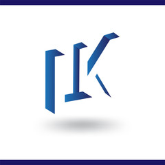L K initial letter with negative space logo icon vector template