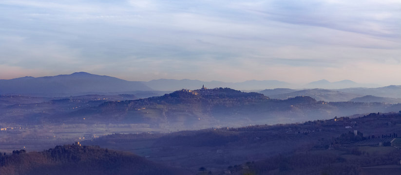 Panorama of Todi from Monte Castello di Vibio, Umbria, Italy