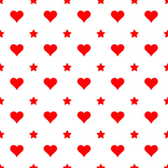 Fototapeta na wymiar Heart seamless pattern, endless texture. Red hearts on white background, vector illustration. Valentine's Day Pattern. Anniversary, Birthday. Love. Sweet Moment. Wedding.