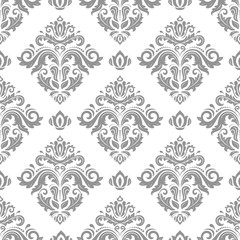 Classic seamless vector pattern. Damask orient grey ornament. Classic vintage background. Orient ornament for fabric, wallpaper and packaging