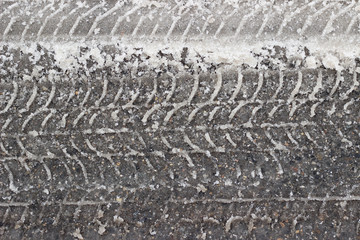 Snow ice road tracks tyre tire print