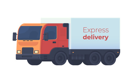 Truck for delivery goods. Logistic service. Vector flat illustartion isolated on white.