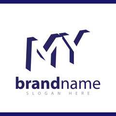 MY initial letter with negative space logo icon vector template