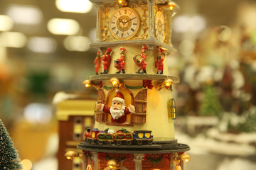 Christmas decoration with Santa Claus and clock
