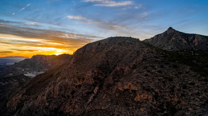 roks landscape with beautiful sky on sunset drone view 