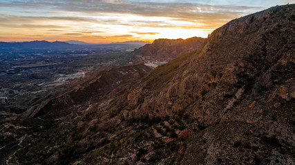 roks landscape with beautiful sky on sunset drone view 