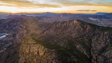 Obraz premium roks landscape with beautiful sky on sunset drone view 