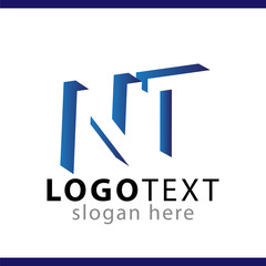 NT initial letter with negative space logo icon vector template