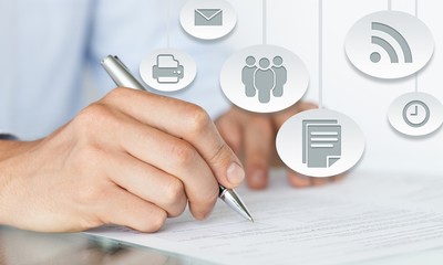 Businessman is signing a contract, business contract details