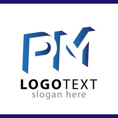 PM initial letter with negative space logo icon vector template