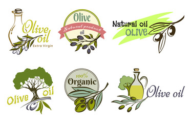 Olive oil logo labels and design elements.
