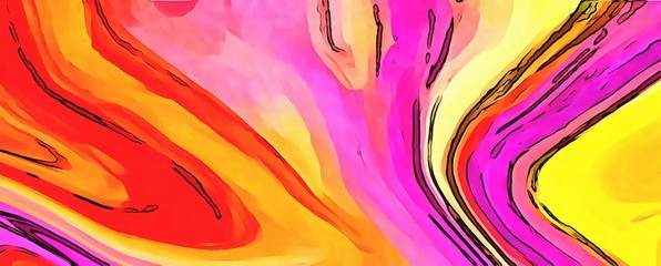 Watercolor background in warm colors. Marble paint abstract pattern. Very bright crazy art. Funny texture.