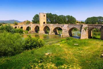 Fototapeta na wymiar Medieval bridge at Frias. Province of Burgos, Spain