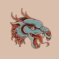 Dragon head, tattoo art