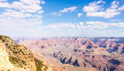 Grand Canyon panoramic view during a sunny cloudy day