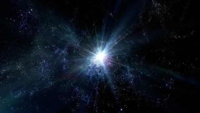 Space 2405: Traveling through star fields in space as a supernova bursts light (Loop).