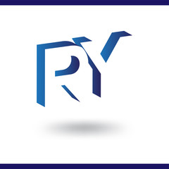 RY initial letter with negative space logo icon vector template