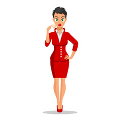 Fototapeta premium Attractive young women with a cup of coffee in hand. Character design. Business girl. Office lady. Cute young women in beautiful style. Sexy woman. Vector illustration on the white background.