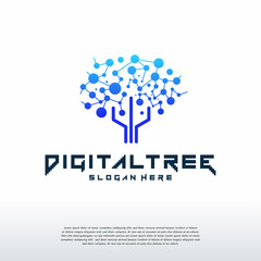 Digital Tree logo designs concept vector, Modern Tree tech logo template, Logo symbol icon