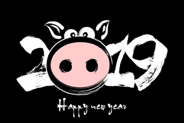 Happy New Year 2019 and pig