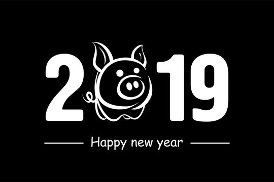 Happy New Year 2019 and pig