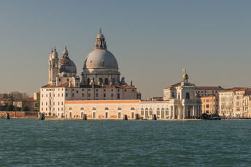 Fototapeta na wymiar Beautiful sunny view of Venice. Venice landmark- Punta della Dogana at sunny day. Venice, Italy