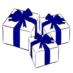 Boxes with gifts and bows,