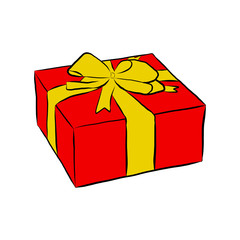 Box with gift and bow,